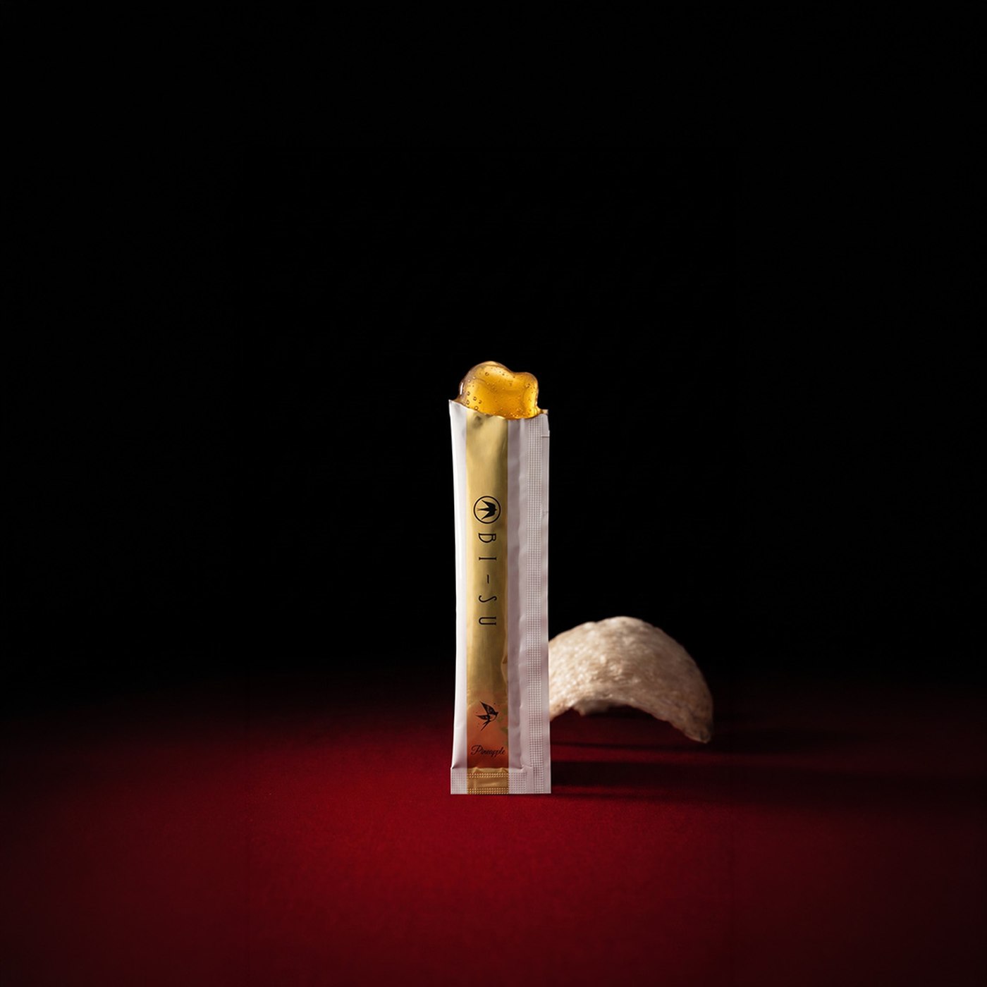 A Pineapple jelly stick beside swiftlet&rsquo;s nest