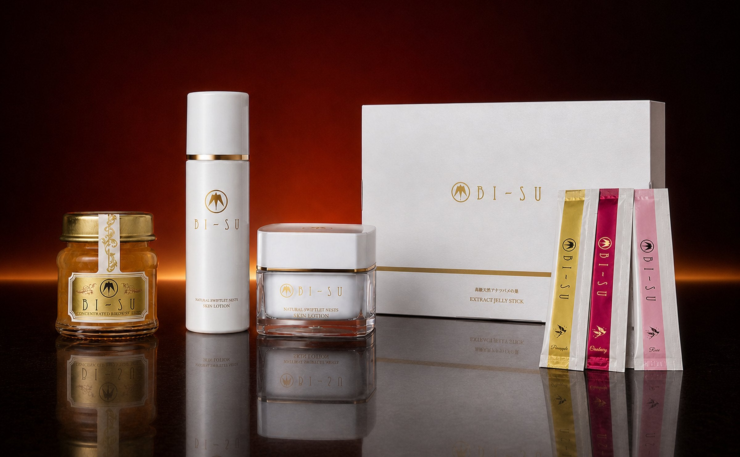 The BI-SU range — concentrated bird&rsquo;s nest, serum, face cream and jelly sticks