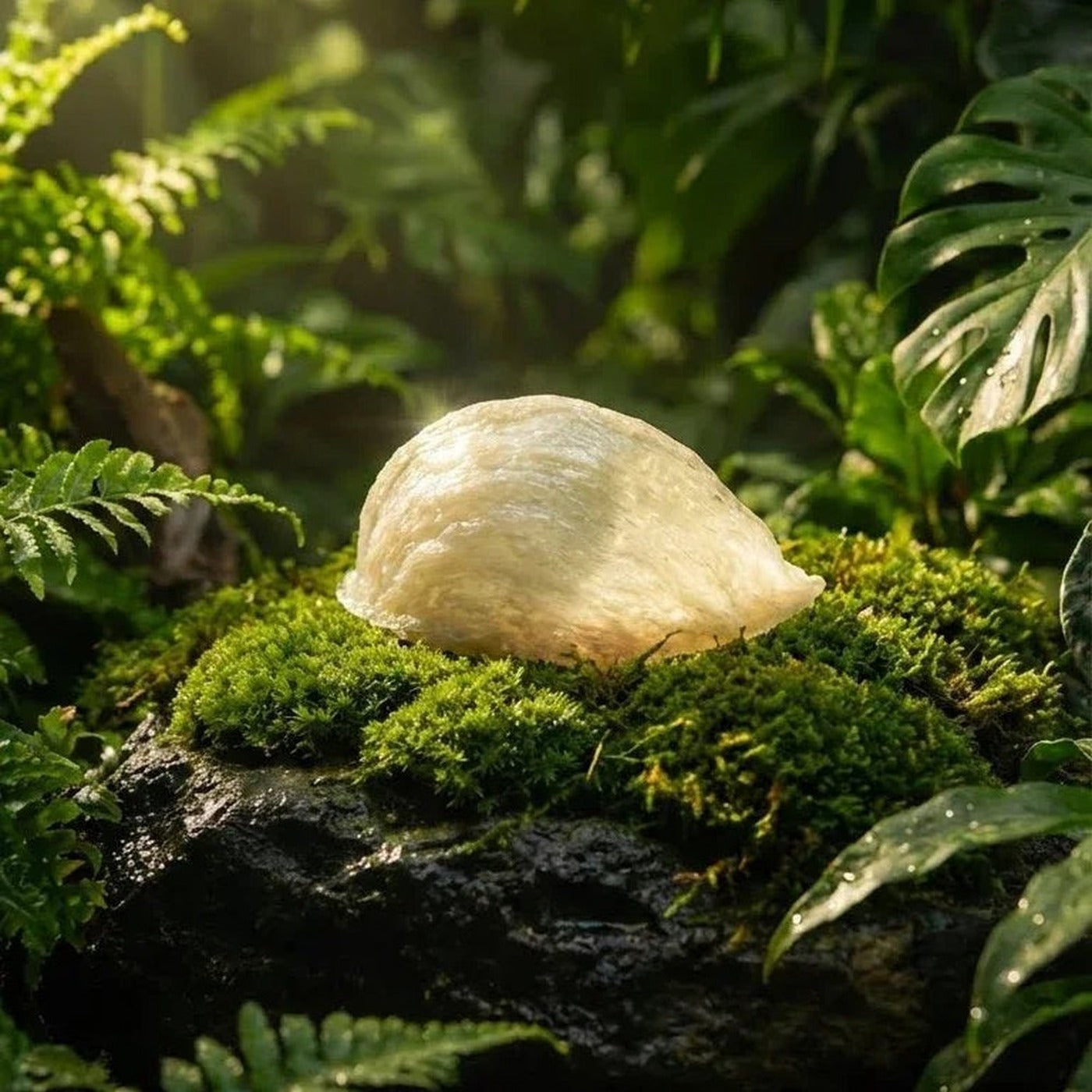 A whole edible swiftlet&rsquo;s nest on moss